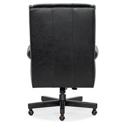 Harry Rustic Lodge Black Upholstered Leather Button Tufted Swivel Office Chair|