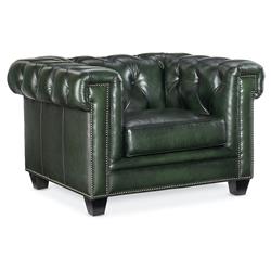 Harry Rustic Green Upholstered Leather Tufted Chesterfield Living Room Chair|