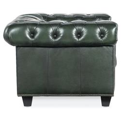 Harry Rustic Green Upholstered Leather Tufted Chesterfield Living Room Chair|