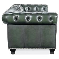 Harry Rustic Lodge Green Upholstered Leather Nailhead Tufted Sofa - 96"W|