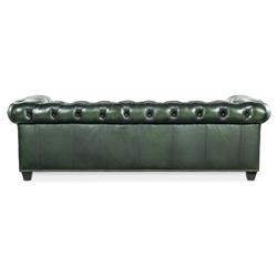 Harry Rustic Lodge Green Upholstered Leather Nailhead Tufted Sofa - 96"W|