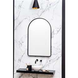 Alaina Industrial Black Metal Frame Arch Wall Mirror|