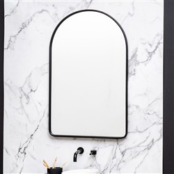 Alaina Industrial Black Metal Frame Arch Wall Mirror|