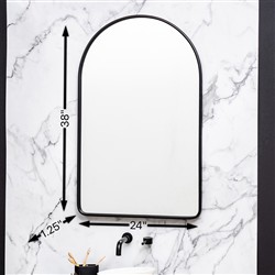 Alaina Industrial Black Metal Frame Arch Wall Mirror|