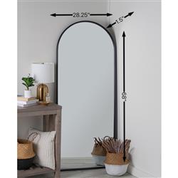 Diane Industrial Black Metal Frame Full Length Arch Floor Mirror|