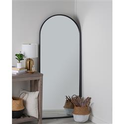 Diane Industrial Black Metal Frame Full Length Arch Floor Mirror|