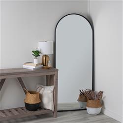 Diane Industrial Black Metal Frame Full Length Arch Floor Mirror|