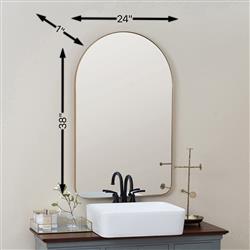 Alaina Industrial Gold Metal Frame Arch Wall Mirror|