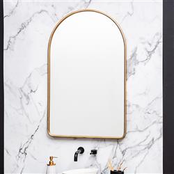 Alaina Industrial Gold Metal Frame Arch Wall Mirror|