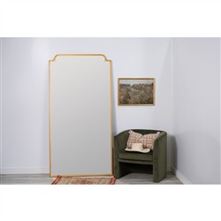 Lucille Hollywood Regency Gold Metal Frame Leaner Floor Mirror|