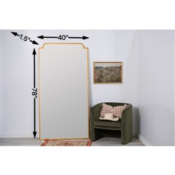 Lucille Hollywood Regency Gold Metal Frame Leaner Floor Mirror|