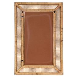 Maya Coastal Natural Rattan Beveled Frame Wall Mirror|
