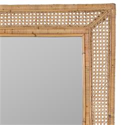 Maya Coastal Natural Rattan Beveled Frame Wall Mirror|