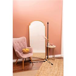 Teagan Hollywood Gold Metal Frame Full Length Arch Floor Mirror|