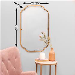 Amy Hollywood Regency Gold Metal Frame Wall Mirror|