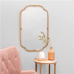 Amy Hollywood Regency Gold Metal Frame Wall Mirror|