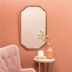 Amy Hollywood Regency Gold Metal Frame Wall Mirror|