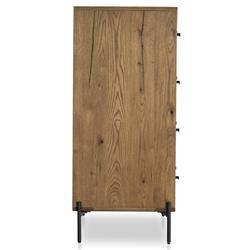 Alina Rustic Lodge Brown Wood Dark Grey Iron 5 Drawer Tall Chest Dresser|