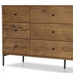 Alina Rustic Lodge Brown Wood Dark Grey Iron 9 Drawer Dresser|
