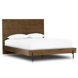 Alina Rustic Lodge Brown Wood Dark Grey Iron Bed - Queen|