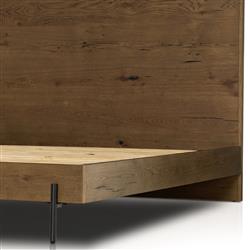 Alina Rustic Lodge Brown Wood Dark Grey Iron Bed - Queen|