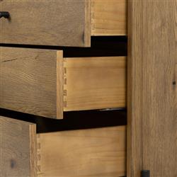 Alina Rustic Lodge Brown Wood Dark Grey Iron 3 Drawer Wide Nightstand|