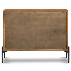 Alina Rustic Lodge Brown Wood Dark Grey Iron 3 Drawer Wide Nightstand|