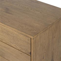 Alina Rustic Lodge Brown Wood Dark Grey Iron 3 Drawer Wide Nightstand|