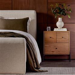 Alina Rustic Lodge Brown Wood Dark Grey Iron 3 Drawer Nightstand|