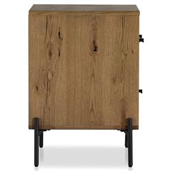 Alina Rustic Lodge Brown Wood Dark Grey Iron 3 Drawer Nightstand|