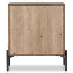 Alina Rustic Lodge Brown Wood Dark Grey Iron 3 Drawer Nightstand|