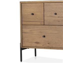 Alina Rustic Lodge Brown Wood Dark Grey Iron 3 Drawer Nightstand|