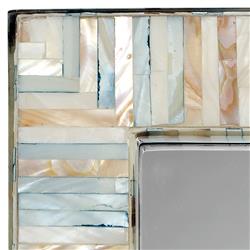 Talia Coastal Beach Blue Capiz Rectangular Wall Mounted Mirror|