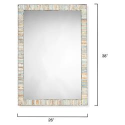 Talia Coastal Beach Blue Capiz Rectangular Wall Mounted Mirror|