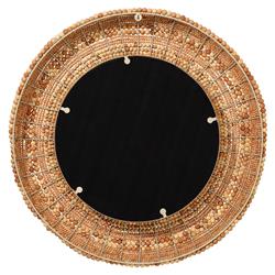 Tara Coastal Beach Natural Mango Wood Round Wall Mounted Mirror|