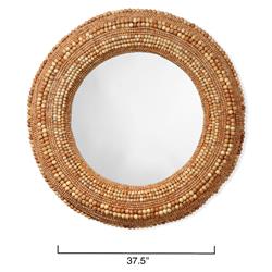 Tara Coastal Beach Natural Mango Wood Round Wall Mounted Mirror|