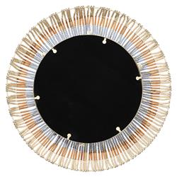 Tori Coastal Beach Blue Mango Wood Round Wall Mounted Mirror|