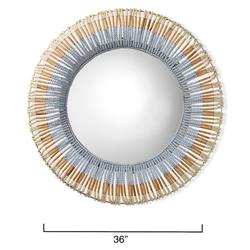 Tori Coastal Beach Blue Mango Wood Round Wall Mounted Mirror|