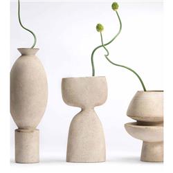 Tabitha Modern Classic Beige Ceramic Decorative Table Vase|