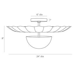 Teresa Hollywood Regency Antique Brass Metal Semi Flush Mount|