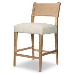 Ely Rustic Lodge Beige Performance Leather Seat Light Brown Wood Counter Stool|