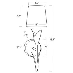 River Reed French Antique Gold Leaf Steel Linen Shade Armed Sconce|