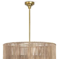 Nimes Coastal Beach Natural Woven Rattan Shaded Chandelier|