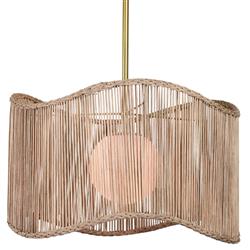 Nimes Coastal Beach Natural Woven Rattan Shaded Drum Pendant|