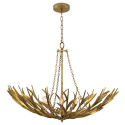 River Reed Basin French Antique Gold Leaf Steel Chandelier|