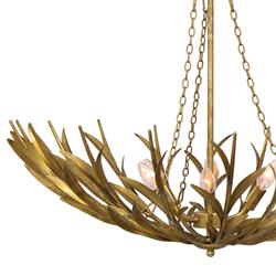 River Reed Basin French Antique Gold Leaf Steel Chandelier|