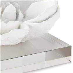 Modern Classic White Resin Crystal Base Magnolia Sculpture|