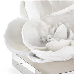 Modern Classic White Resin Crystal Base Magnolia Sculpture|