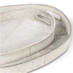Andres Modern Grey Hair on Hide Decorative Tray - Set of 2|