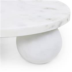 Marlow Modern Classic White Marble Round Decorative Tray - Small|
